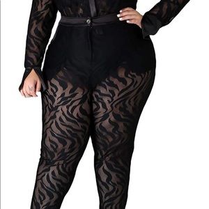 New Black Sheer Print 2 piece Set